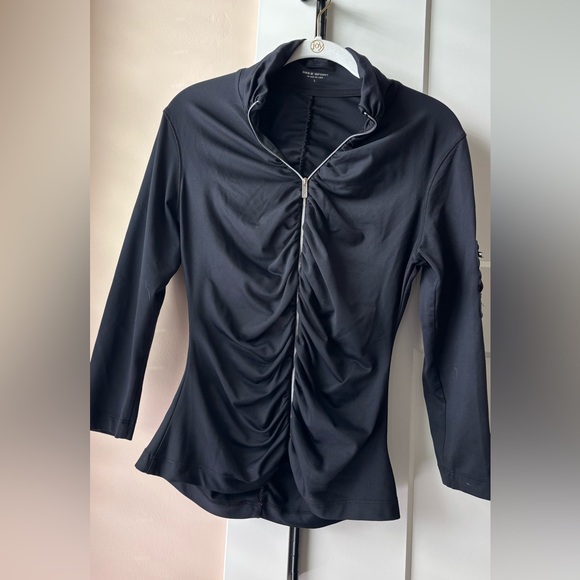 Vintage BeBe Sport Black Ruched Zip-Up Jacket - Picture 1 of 4